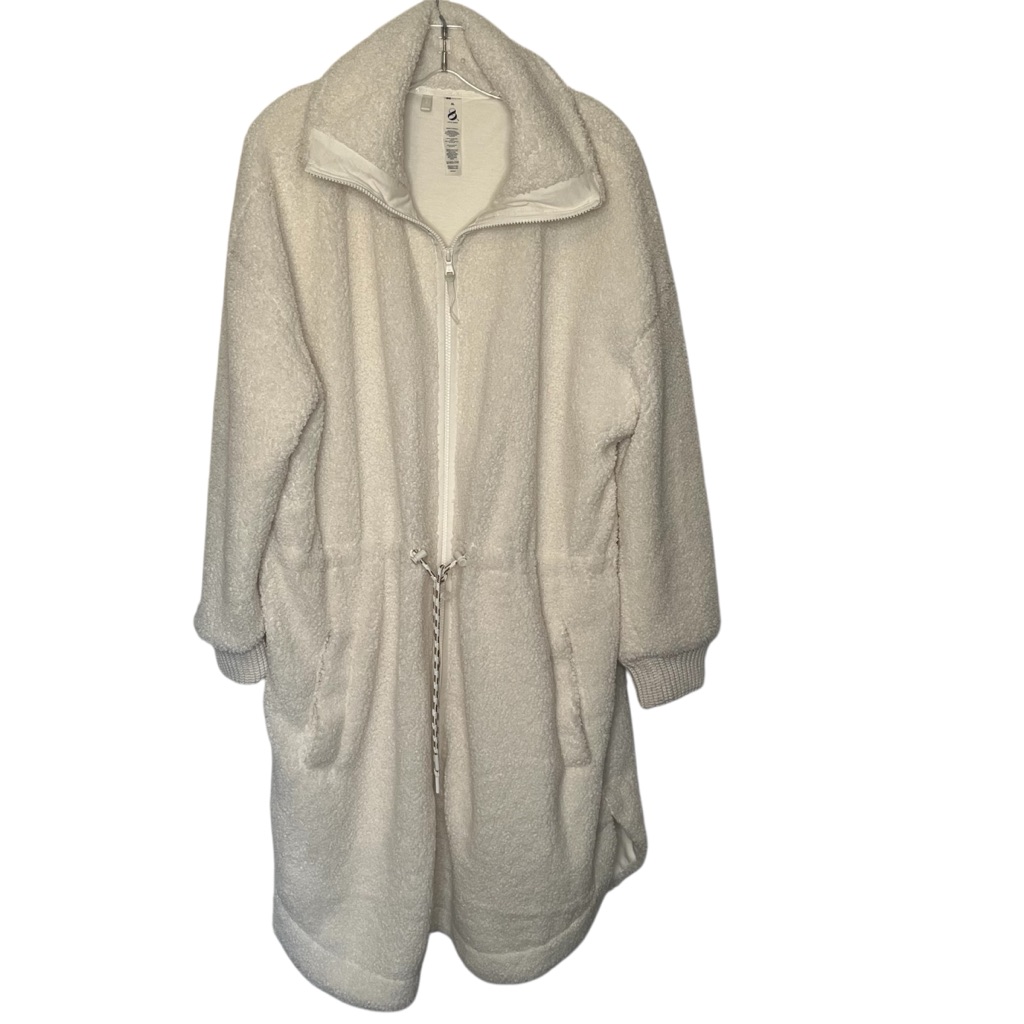 Lou & Grey Size Xl Off White Sherpa Long Zip Up Jacket